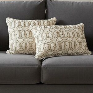 Cream Color Rectangle Pillows With 3D Gold Sequins